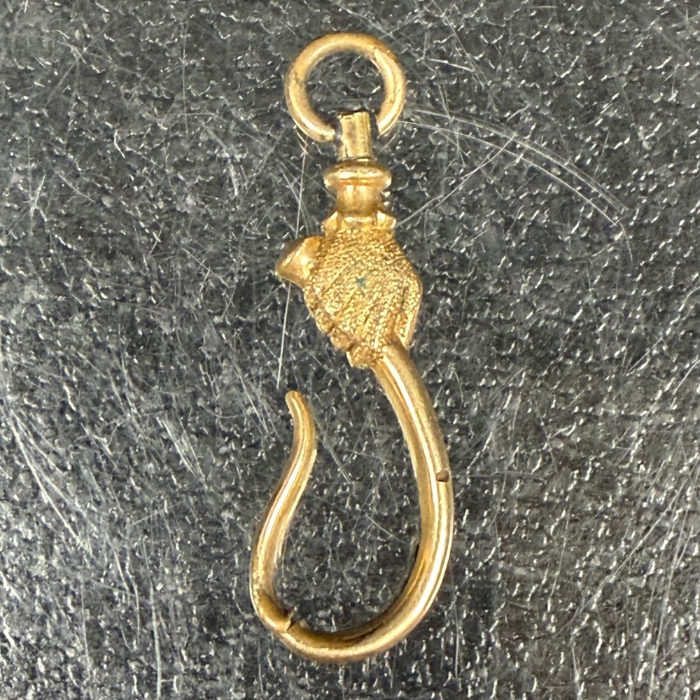 Antique Victorian Hand Pocket Watch Swivel Clasp Gold Tone Fob Hook 1.25"